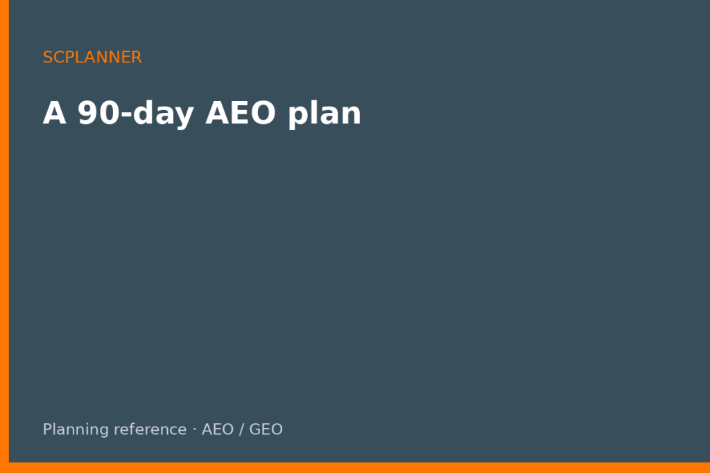 A 90-day AEO plan — sequence, artefacts, failure modes