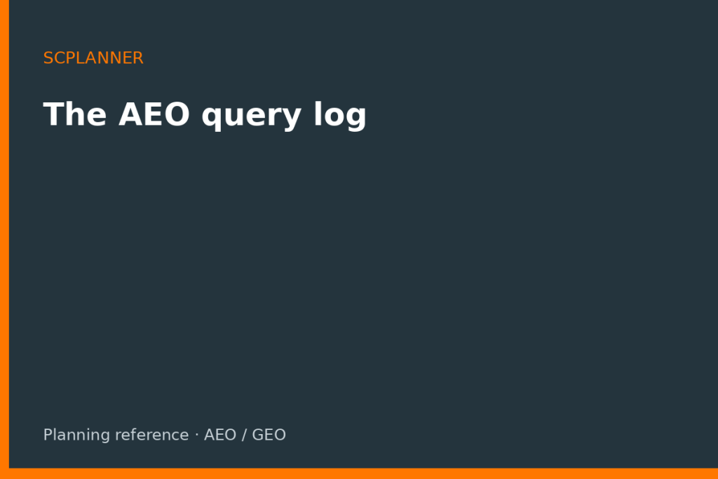 The AEO query log — fields, examples, what not to record