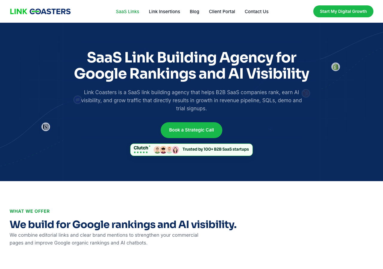 Link Coasters SaaS link building service page