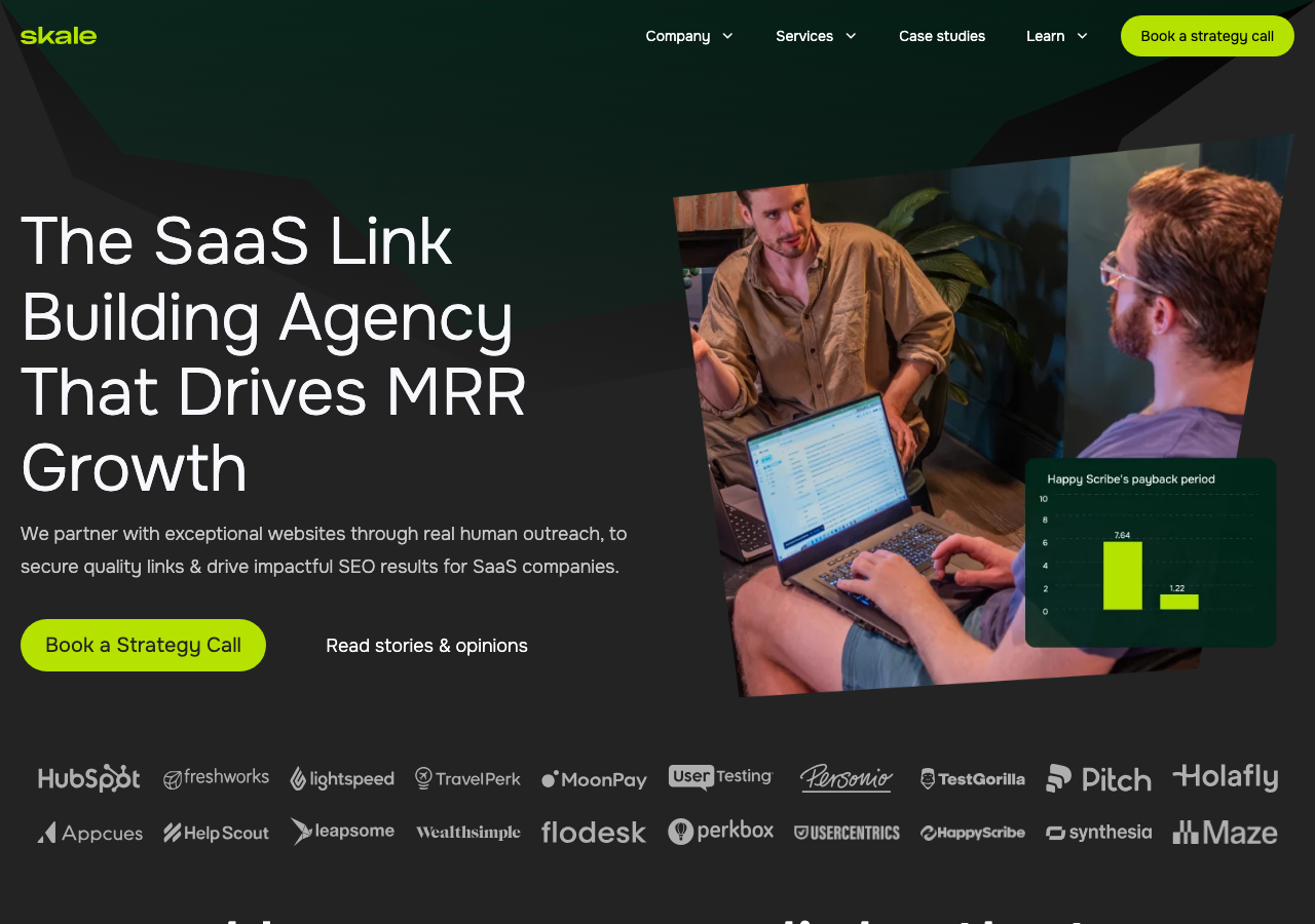 Skale SaaS link building service page